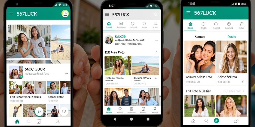 Tampilan antarmuka aplikasi Kolase Foto 567LUCK yang user-friendly.