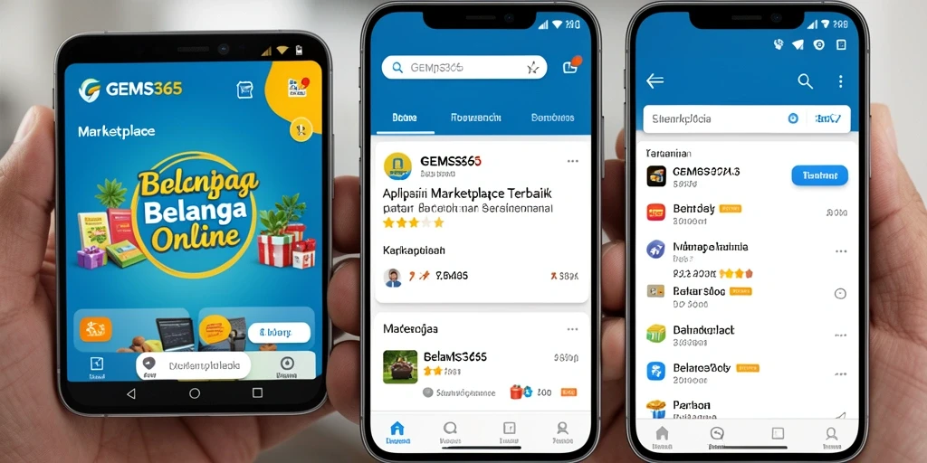 Tampilan antarmuka GEMS365 yang sederhana dan menarik untuk berbelanja.