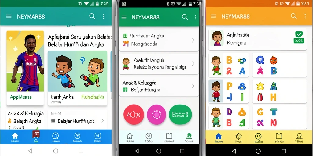 Tampilan antarmuka interaktif aplikasi Belajar Huruf Angka.