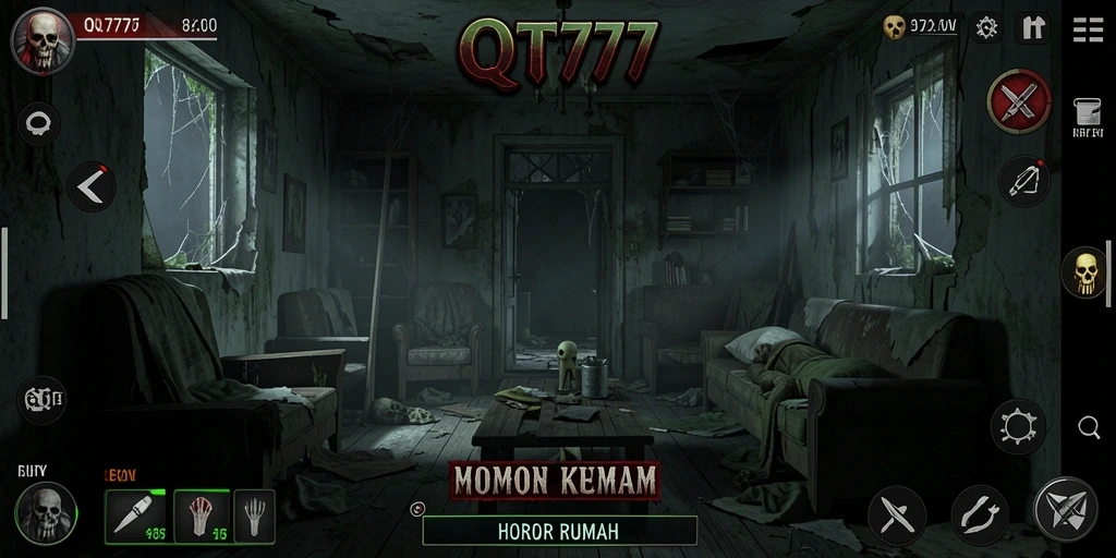 Tampilan antarmuka QT777 yang mencekam dan penuh misteri.